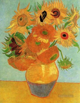 Bodegón Jarrón con Doce Girasoles Vincent van Gogh Impresionismo Flores Pinturas al óleo